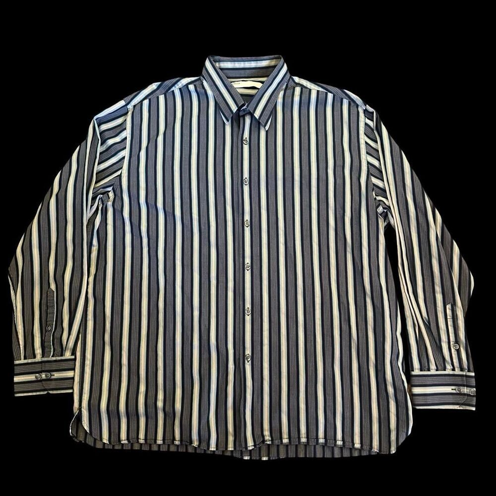 Perry-ellis Men's Striped Button Up Shirt XXL